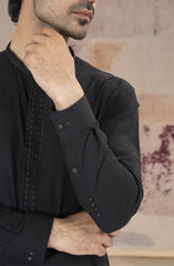 BLACK EMBROIDERED BLENDED KAMEEZ SHALWAR