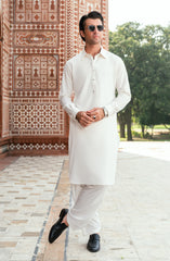 OFF-WHITE BLENDED KAMEEZ SHALWAR