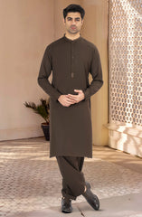 OLIVE EMBROIDERED BLENDED KAMEEZ SHALWAR