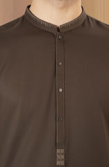 OLIVE EMBROIDERED BLENDED KAMEEZ SHALWAR