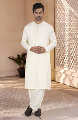 CREAM BLENDED EMBROIDERED KAMEEZ SHALWAR