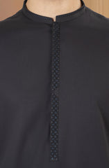 DARK-GREY EMBROIDERED BLENDED KAMEEZ SHALWAR
