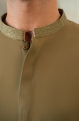 LIGHT-OLIVE EMBROIDERED BLENDED KAMEEZ SHALWAR