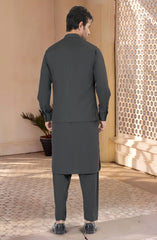 GREY BLENDED KAMEEZ SHALWAR WITH WAIST COAT