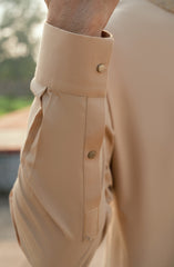 WHEATISH EMBROIDERED BLENDED KAMEEZ SHALWAR