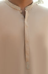 WHEATISH EMBROIDERED BLENDED KAMEEZ SHALWAR