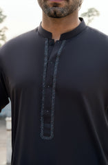 CHARCOAL BLENDED EMBROIDERED KAMEEZ SHALWAR