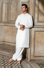 OFF WHITE BLENDED EMBROIDERED KAMEEZ SHALWAR