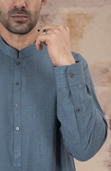 STONE-BLUE BLENDED KAMEEZ SHALWAR