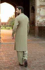 SAND BLENDED KAMEEZ SHALWAR WITH WAIST COAT