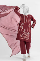 EMBROIDERED CAMBRIC STITCHED 3 PIECE
