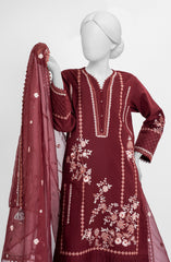 EMBROIDERED CAMBRIC STITCHED 3 PIECE