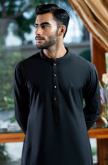 BLACK EMBROIDERED BLENDED KAMEEZ SHALWAR
