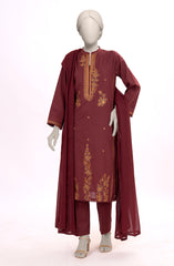 3 PIECE - EMBROIDERED CAMBRIC STITCHED