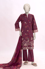 EMBROIDERED PRINTED CAMBRIC STITCHED 3 PIECE