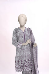 EMBROIDERED CAMBRIC STITCHED 3 PIECE
