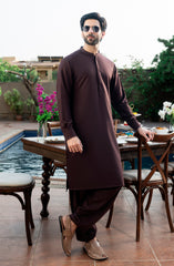 MAROON EMBROIDERED BLENDED KAMEEZ SHALWAR