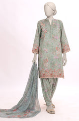 EMBROIDERED PRINTED LAWN STITCHED 3 PIECE