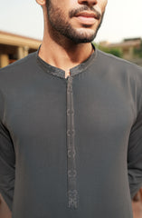 CHARCOAL EMBROIDERED BLENDED KAMEEZ SHALWAR