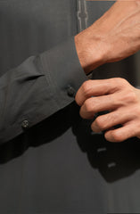 CHARCOAL EMBROIDERED BLENDED KAMEEZ SHALWAR