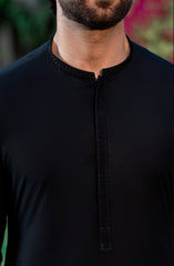 BLACK EMBROIDERED BLENDED KAMEEZ SHALWAR