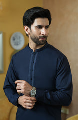NAVY EMBROIDERED BLENDED KAMEEZ SHALWAR