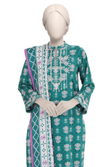 EMBROIDERED PRINTED CAMBRIC STITCHED 3 PIECE