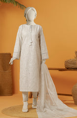 EMBROIDERED RAW SILK 3 PCS UNSTITCHED