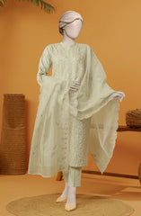 RAW SILK EMBROIDERED STITCHED 3 PIECE