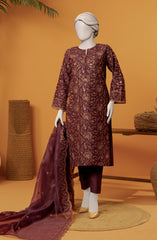 EMBROIDERED RAW SILK 3 PCS UNSTITCHED