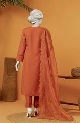 EMBROIDERED RAW SILK 3 PCS UNSTITCHED