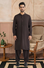 CHOCOLATE BROWN BLENDED EMBROIDERED KAMEEZ SHALWAR