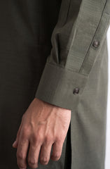 ARMY-GREEN EMBROIDERED BLENDED KAMEEZ SHALWAR