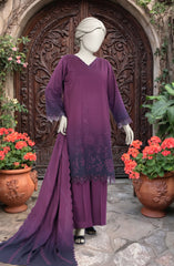 EMBROIDERED TWILL VISCOSE 3 PCS UNSTITCHED