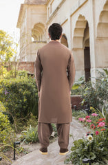 LEATHER-BROWN BLENDED KAMEEZ SHALWAR