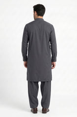 CHOCOLATE-BROWN EMBROIDERED BLENDED KAMEEZ SHALWAR