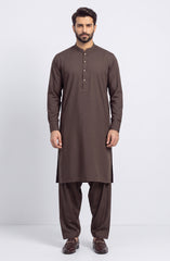 CHOCOLATE-BROWN BLENDED KAMEEZ SHALWAR
