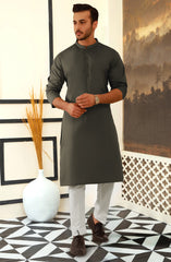SUMMER'25 MEN KURTA SEMI FORMAL DEEP OLIVE