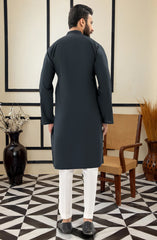 DARK GREY EMBROIDERED KURTA