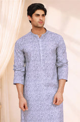 LIGHT-INDIGO 100%COTTON PRINTED KURTA