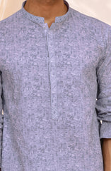 LIGHT-INDIGO 100%COTTON PRINTED KURTA