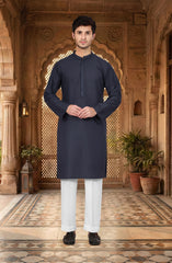 NAVY BLENDED EMBROIDERED KURTA