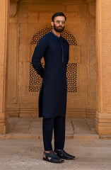 SUMMER'25 MEN KURTA PAJAMA EMBROIDERED NAVY
