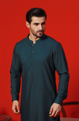 FESTIVE'23 MEN KURTA PAJAMA PLAIN GREEN