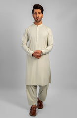FESTIVE'23 MEN KAMEEZ SHALWAR PLAIN LIGHT CREAM