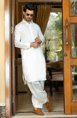 OFF WHITE COTTON KAMEEZ SHALWAR