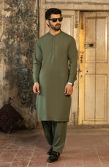 WINTER'24 MEN KAMEEZ SHALWAR OLIVE GREEN