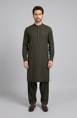 BURNT-OLIVE BLENDED KAMEEZ SHALWAR
