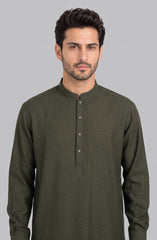 BURNT-OLIVE BLENDED KAMEEZ SHALWAR