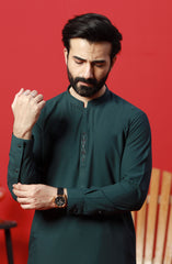 FESTIVE'23 MEN KAMEEZ SHALWAR SEMI FORMAL GREEN
